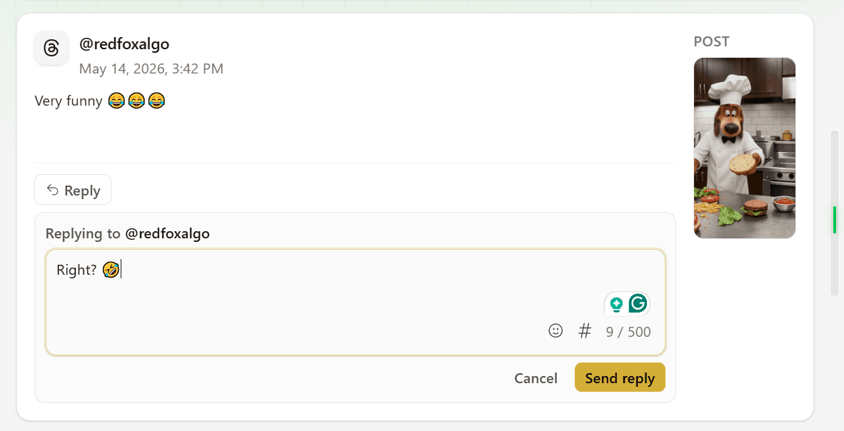 Replying to comments from the Hivra Engagement inbox