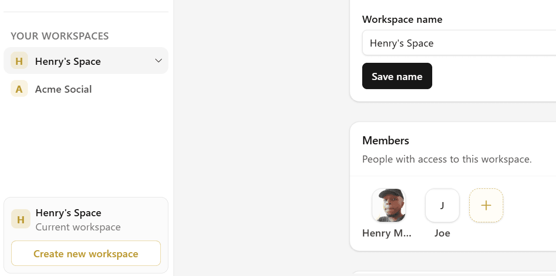 Switching between workspaces in Hivra